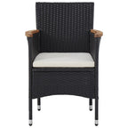 Set comedor jardín 5 pzas ratán sintético y madera acacia negro