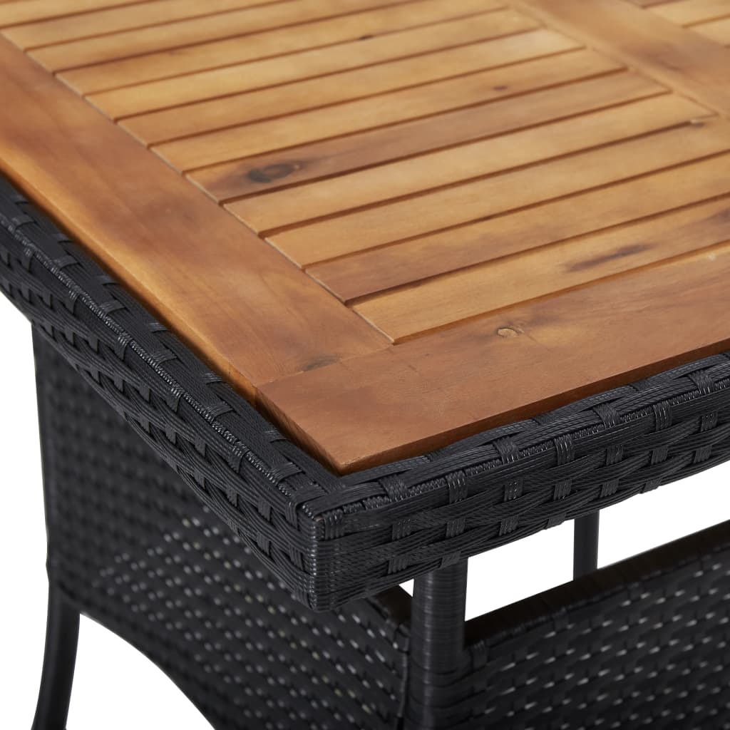 Set comedor jardín 5 pzas ratán sintético y madera acacia negro
