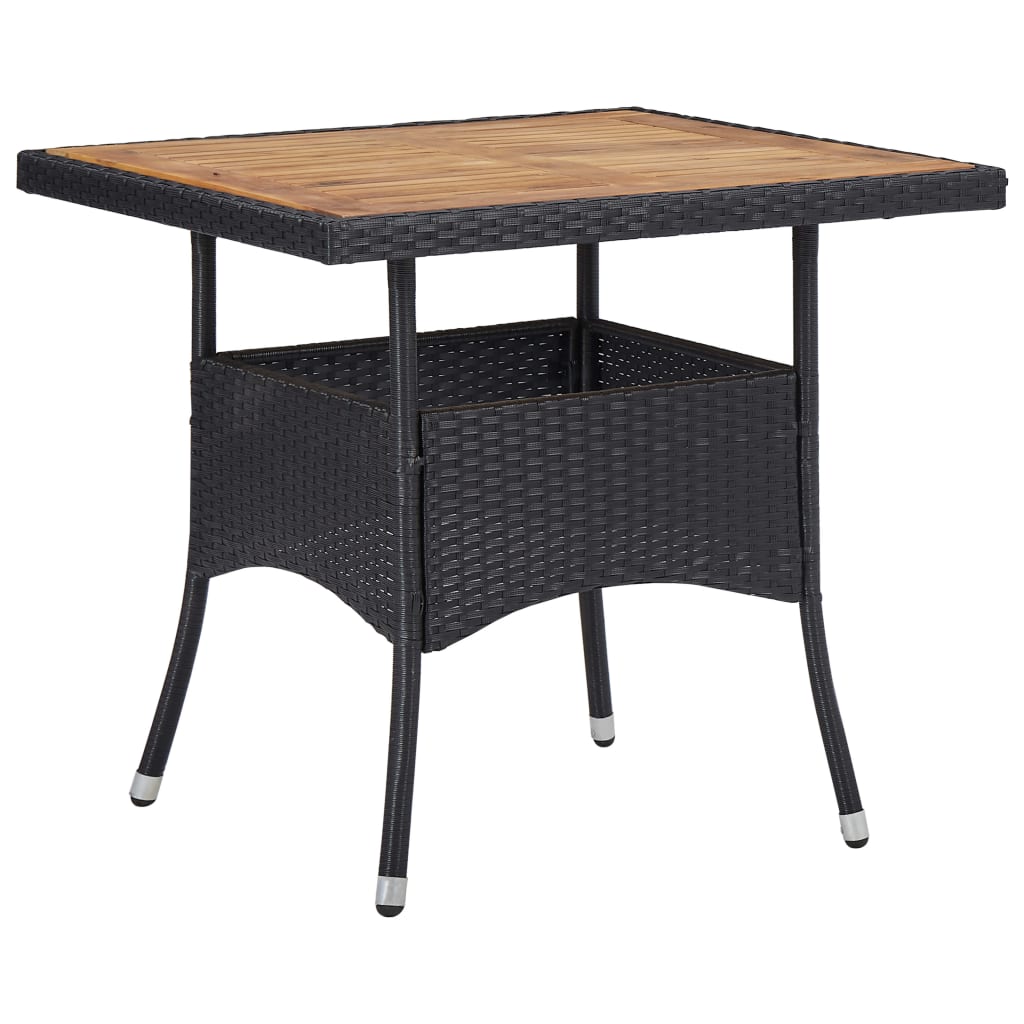 Mesa comedor para jardín ratán sintético madera de acacia gris