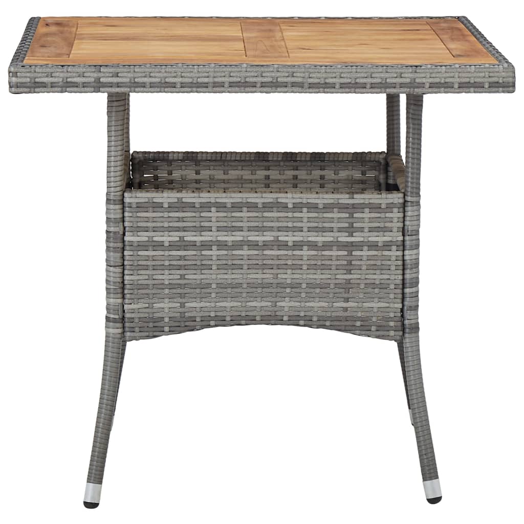 Mesa comedor para jardín ratán sintético madera de acacia gris
