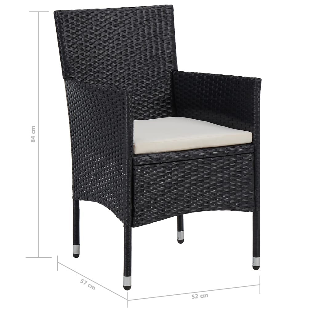 Muebles de jardín 5 piezas ratán sintético y vidrio negro