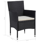 Muebles de jardín 5 piezas ratán sintético y vidrio negro