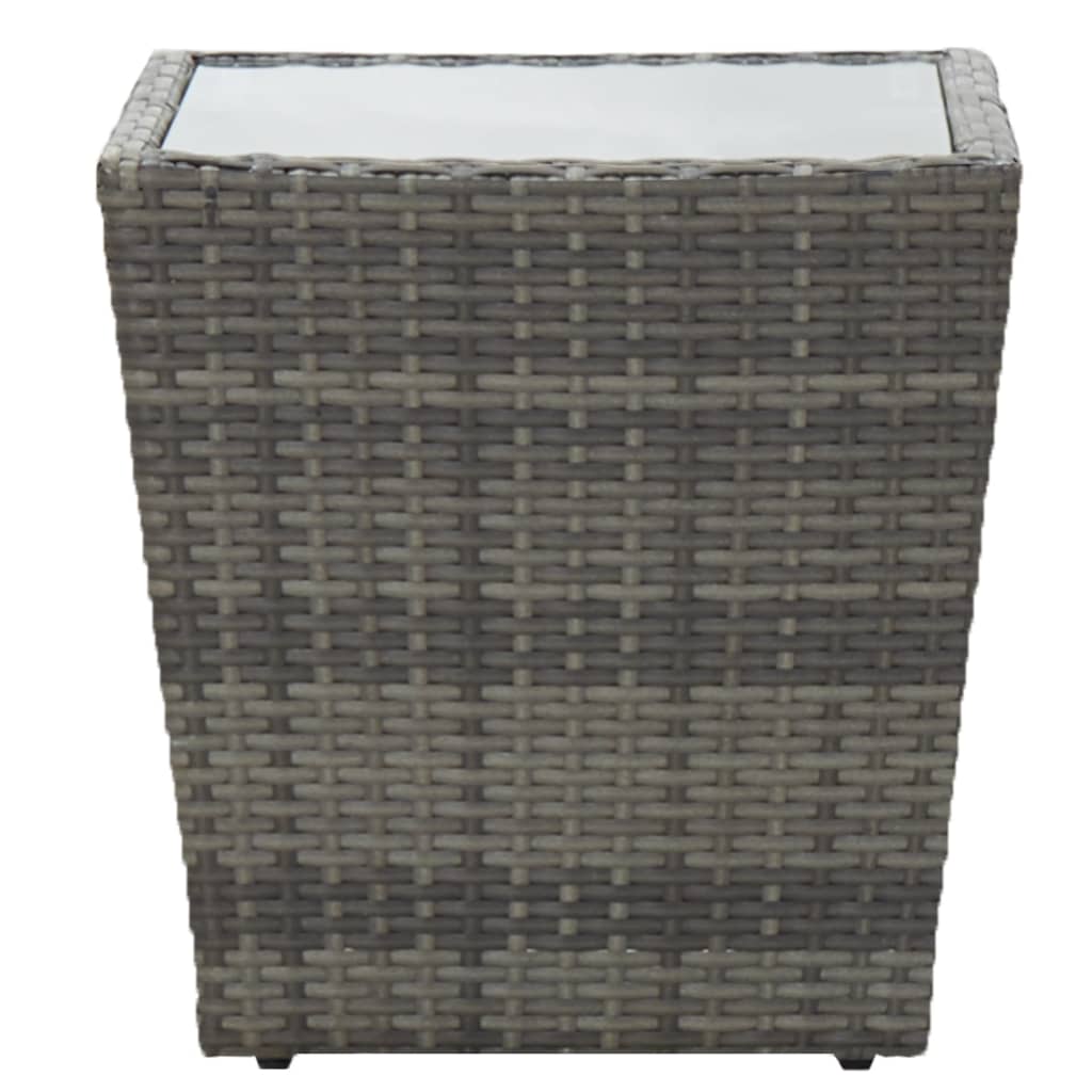 Mesa de centro ratán PE y vidrio templado gris 41,5x41,5x43 cm