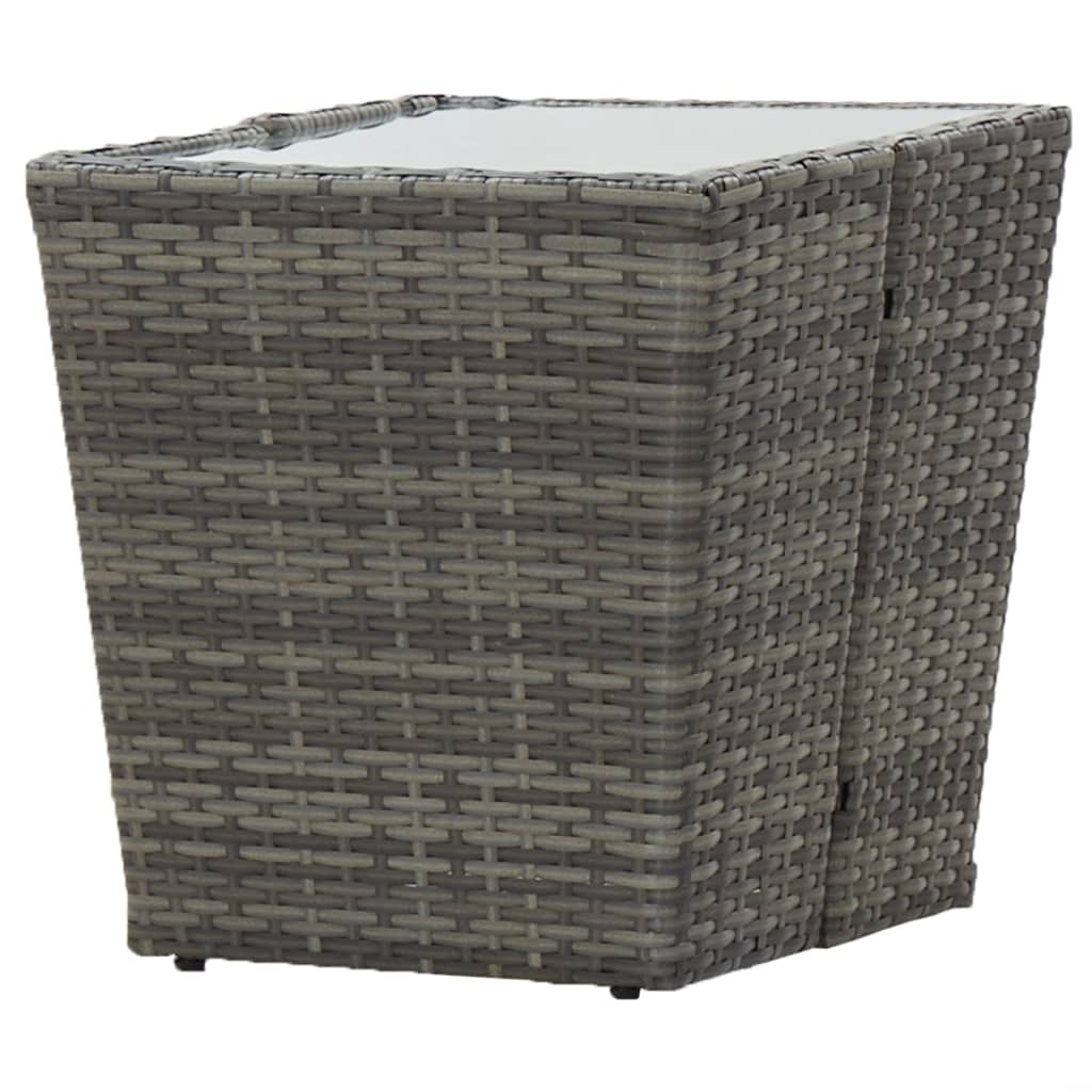 Mesa de centro ratán PE y vidrio templado gris 41,5x41,5x43 cm