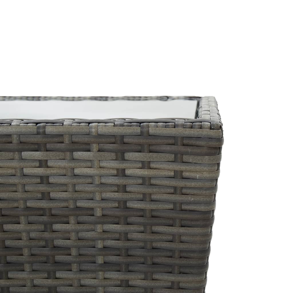 Mesa de centro ratán PE y vidrio templado gris 41,5x41,5x43 cm