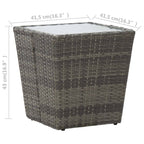 Mesa de centro ratán PE y vidrio templado gris 41,5x41,5x43 cm