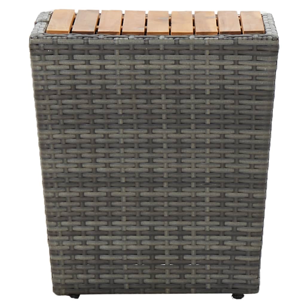 Mesa de centro ratán PE y madera de acacia gris 41,5x41,5x43 cm