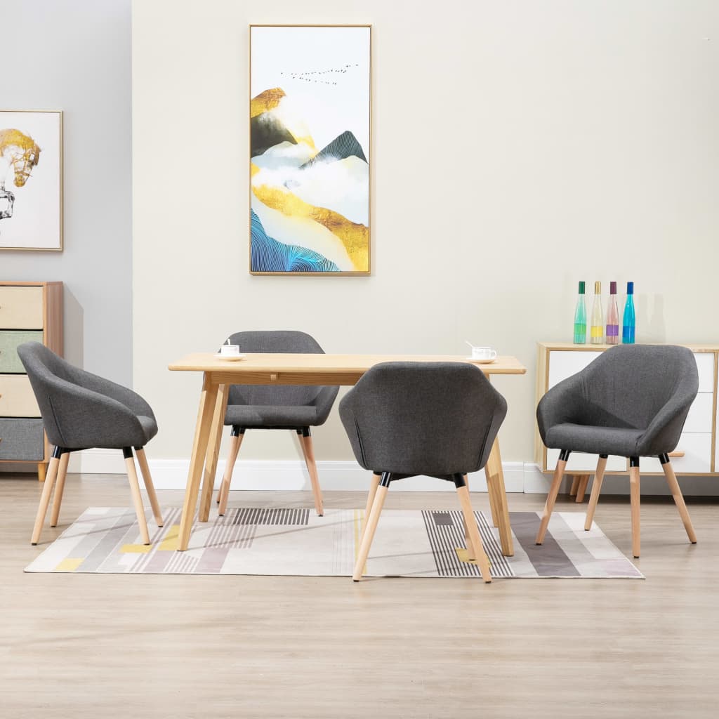 Cadeiras de sala de jantar 4 unidades tecido amarelo