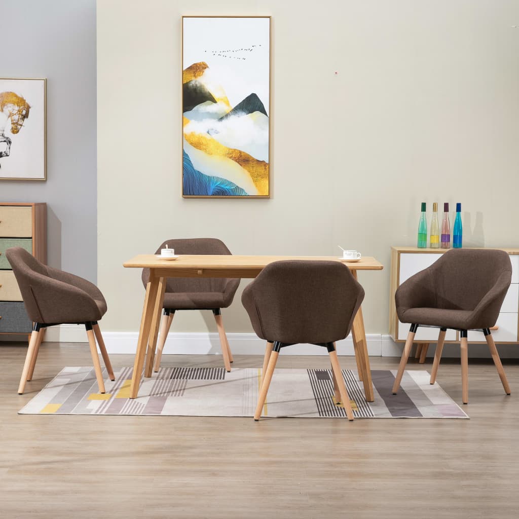 Cadeiras de sala de jantar 4 unidades tecido amarelo
