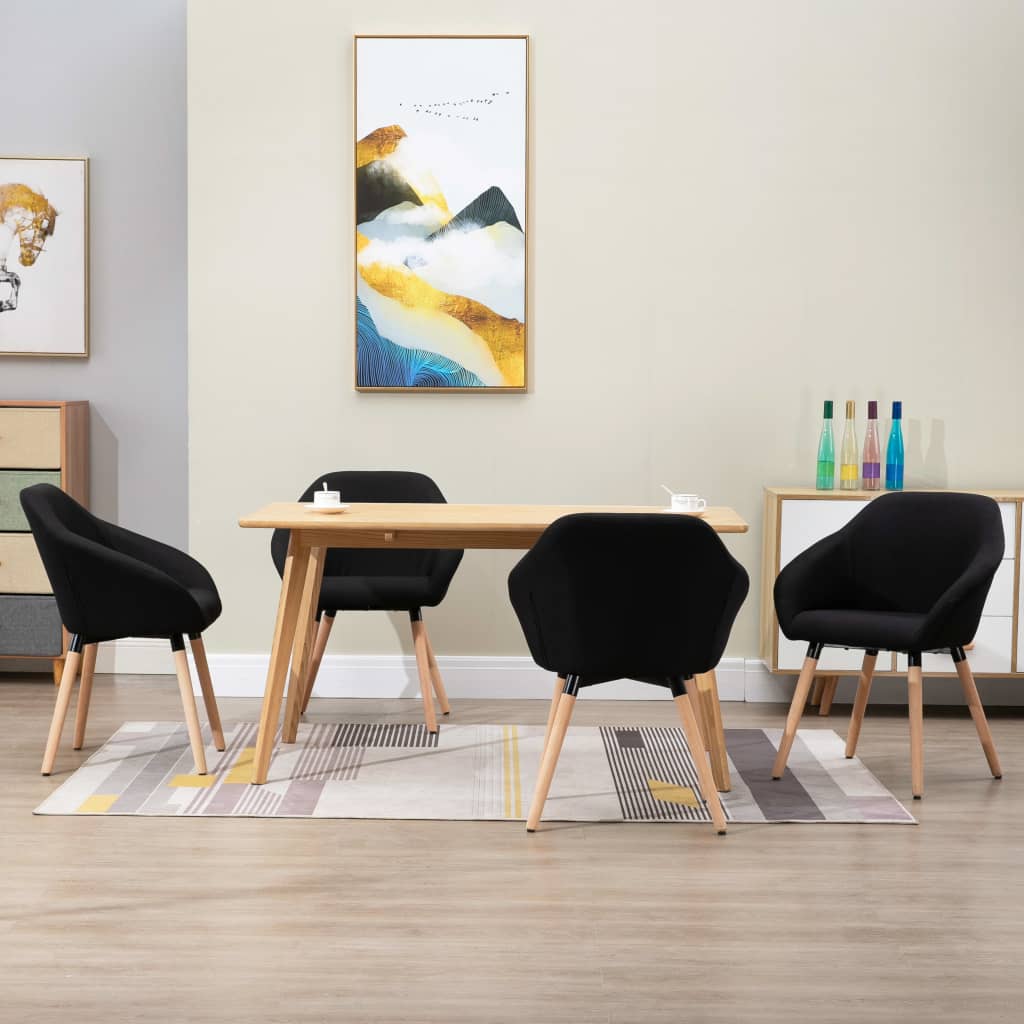 Cadeiras de sala de jantar 4 unidades tecido amarelo