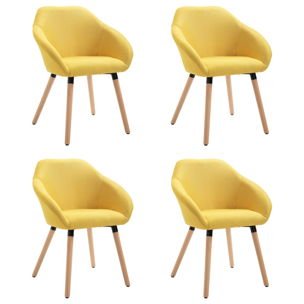 Sillas de comedor 4 unidades tela amarillo