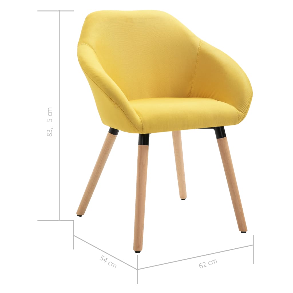 Sillas de comedor 4 unidades tela amarillo