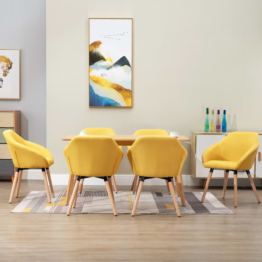 Cadeiras de sala de jantar 4 unidades tecido amarelo