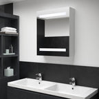 Armario de baño con espejo y LED gris hormigón 50x13x70 cm