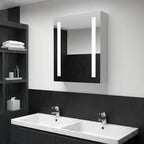 Armario de baño con espejo y LED gris hormigón 50x13x70 cm