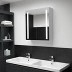 Armario de baño con espejo y LED gris hormigón 50x13x70 cm