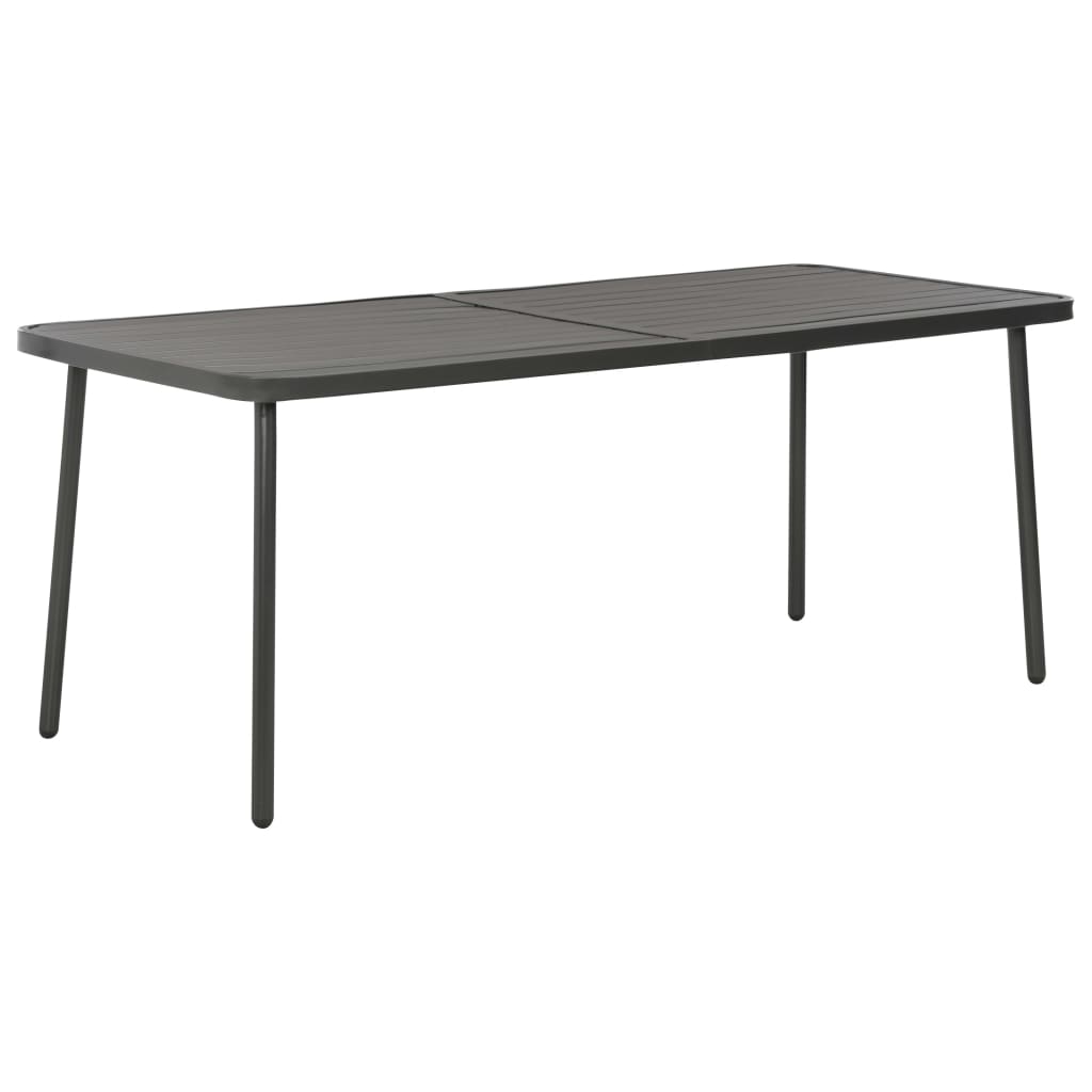 Mesa de jardín de acero gris oscuro 150x90x72 cm