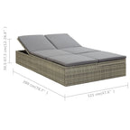 Tumbona convertible con cojín de ratán sintético gris