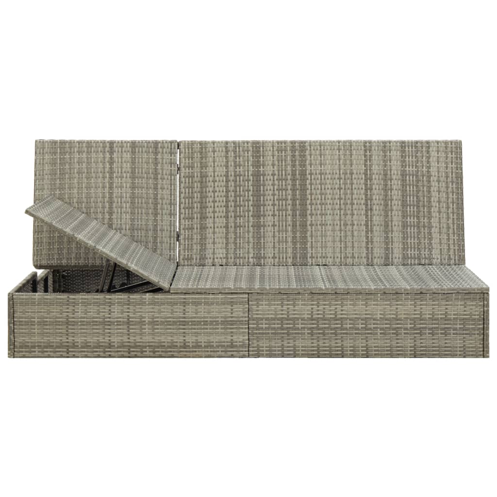 Tumbona convertible con cojín de ratán sintético gris
