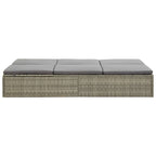 Tumbona convertible con cojín de ratán sintético gris