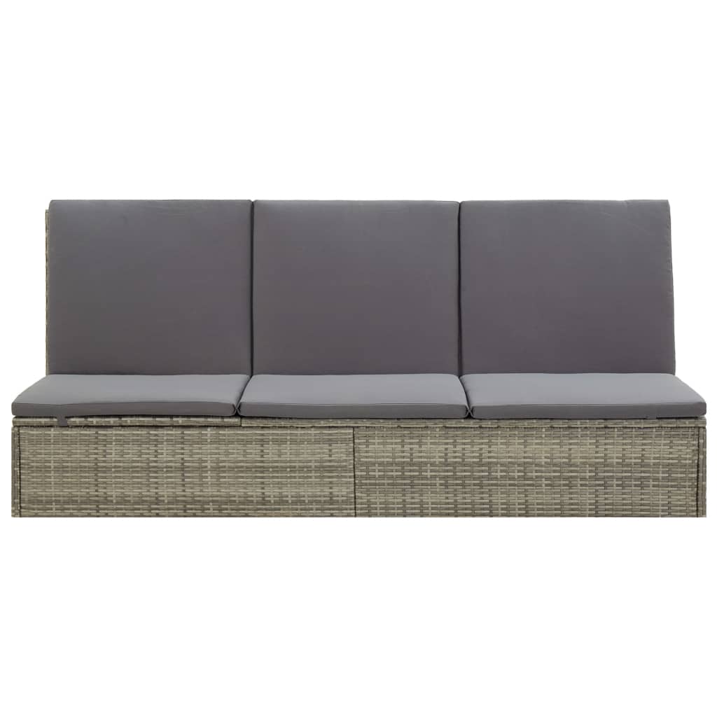 Tumbona convertible con cojín de ratán sintético gris