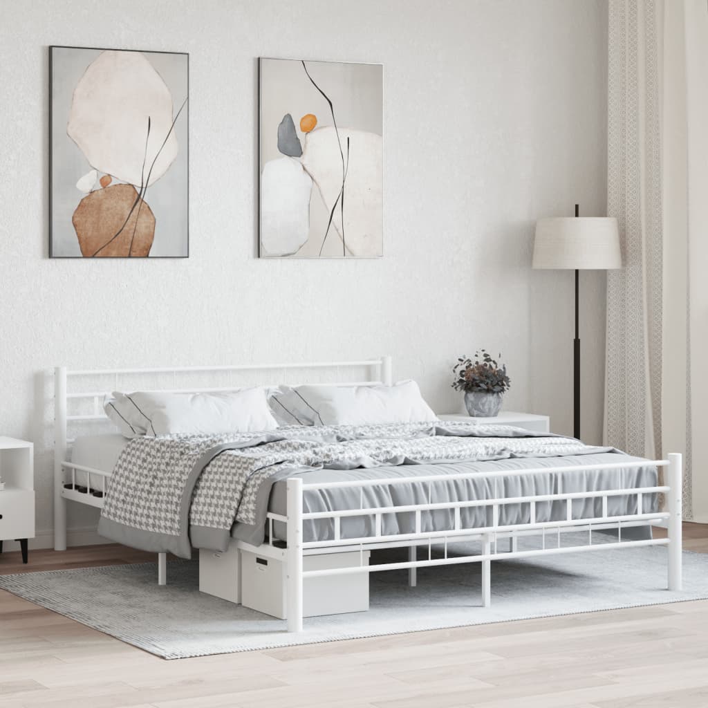 Estructura cama con cabecero sin colchón metal blanco 140x200cm
