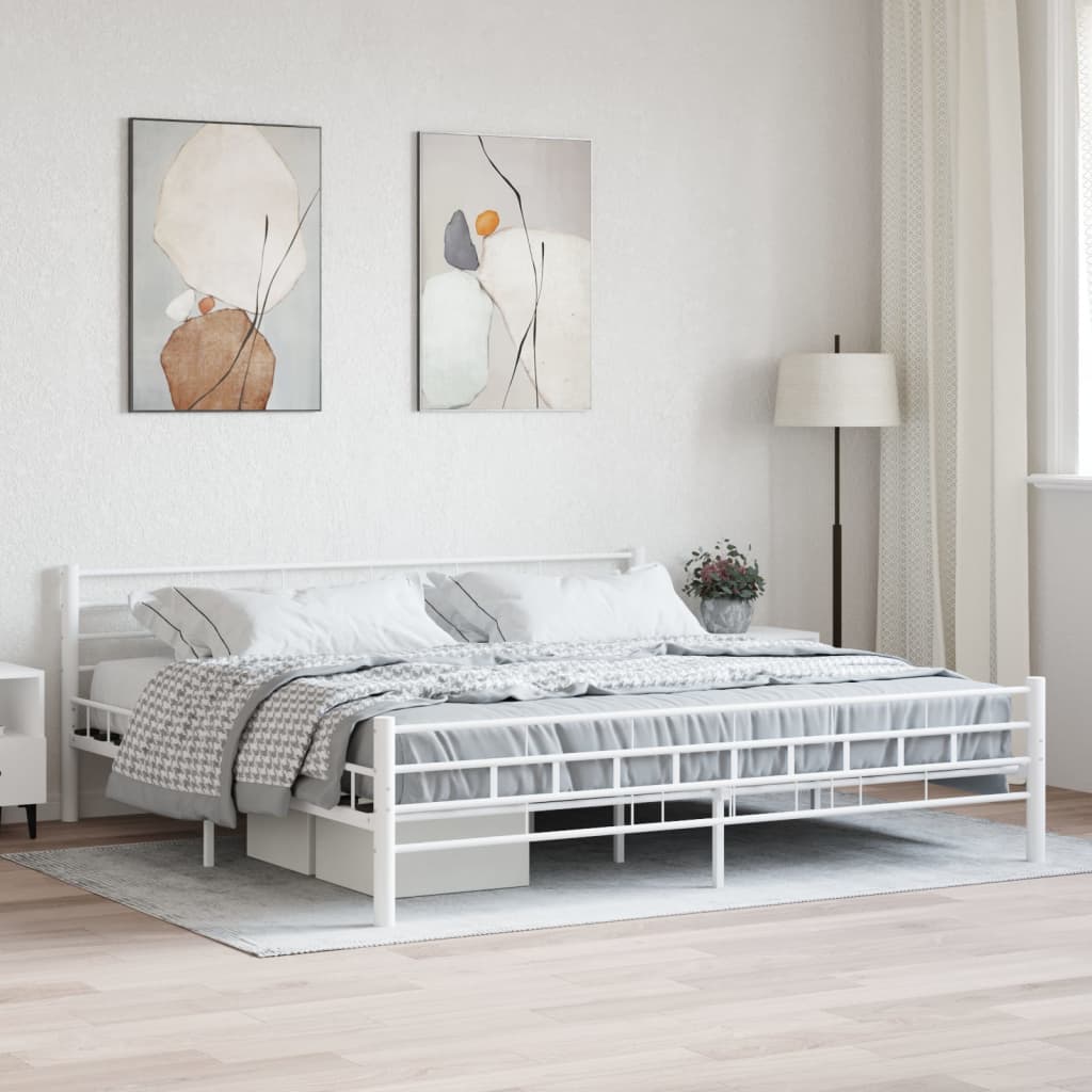 Cama con somier sin colchón metal blanco 90x200 cm
