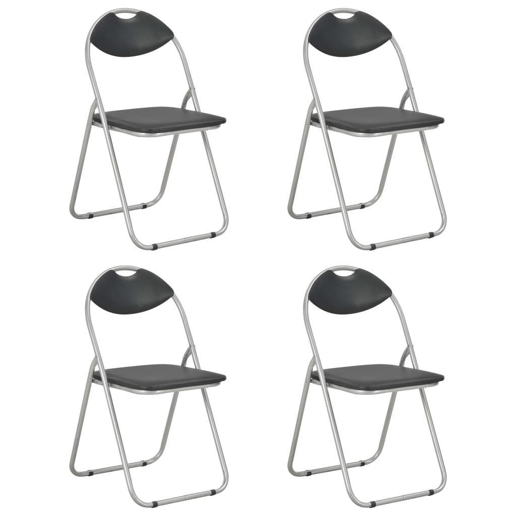 2 white faux leather folding dining chairs