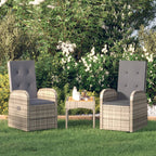 Sillas reclinables de jardín y cojines 2 uds ratán PE negro
