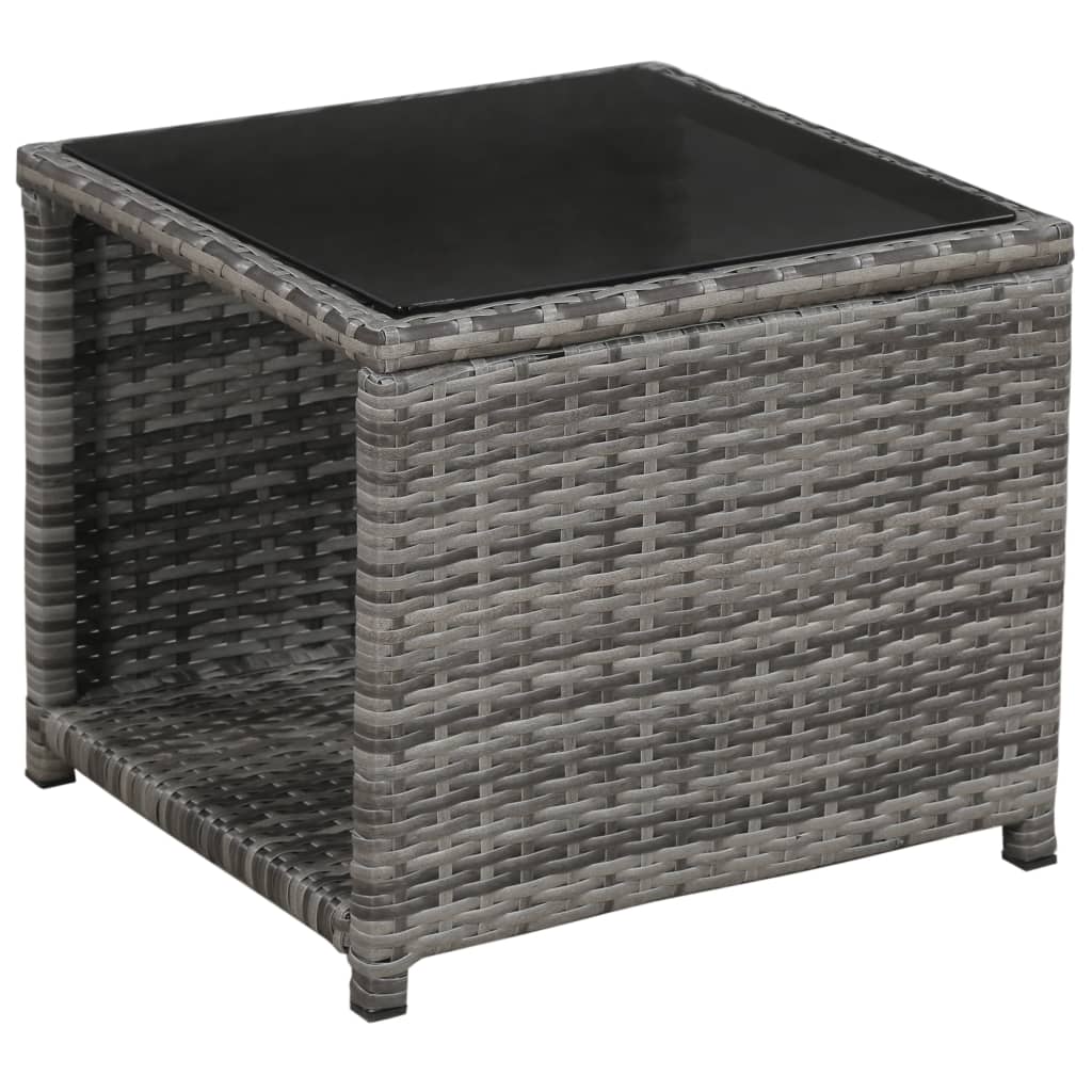 Juego muebles bistro jardín 3 pzas cojines ratán sintético gris