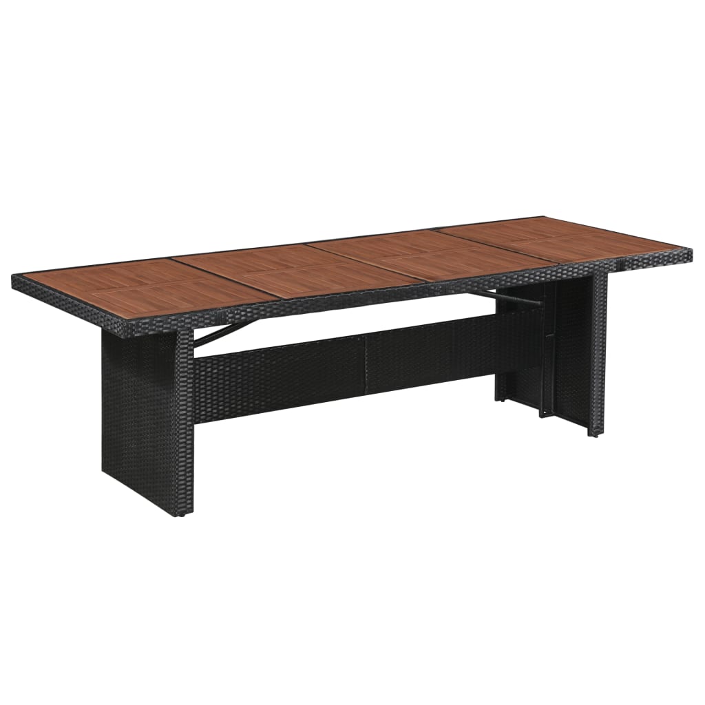 Set comedor de jardín 9 piezas y cojines ratán sintético negro
