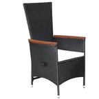 Set comedor de jardín 9 piezas y cojines ratán sintético negro