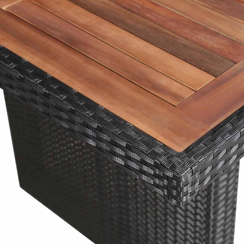 Set comedor de jardín 9 piezas y cojines ratán sintético negro