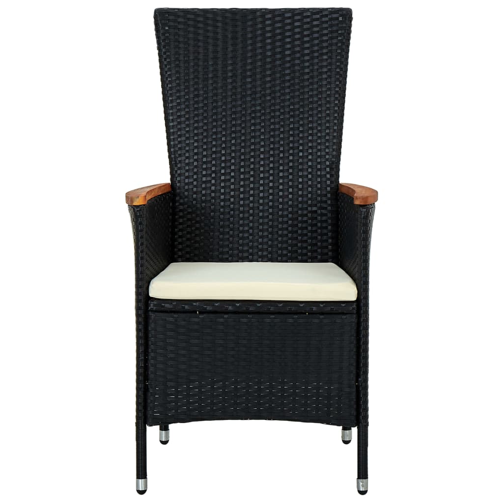 Set comedor de jardín 7 piezas ratán sintético y madera negro