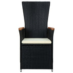 Set comedor de jardín 7 piezas ratán sintético y madera negro