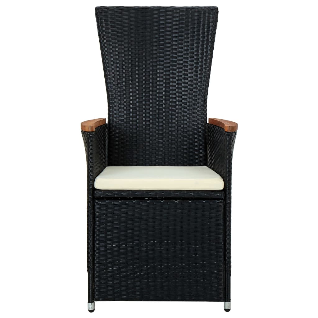 Set comedor de jardín 7 piezas ratán sintético y madera negro