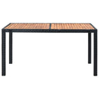 Set comedor de jardín 7 piezas ratán sintético y madera negro