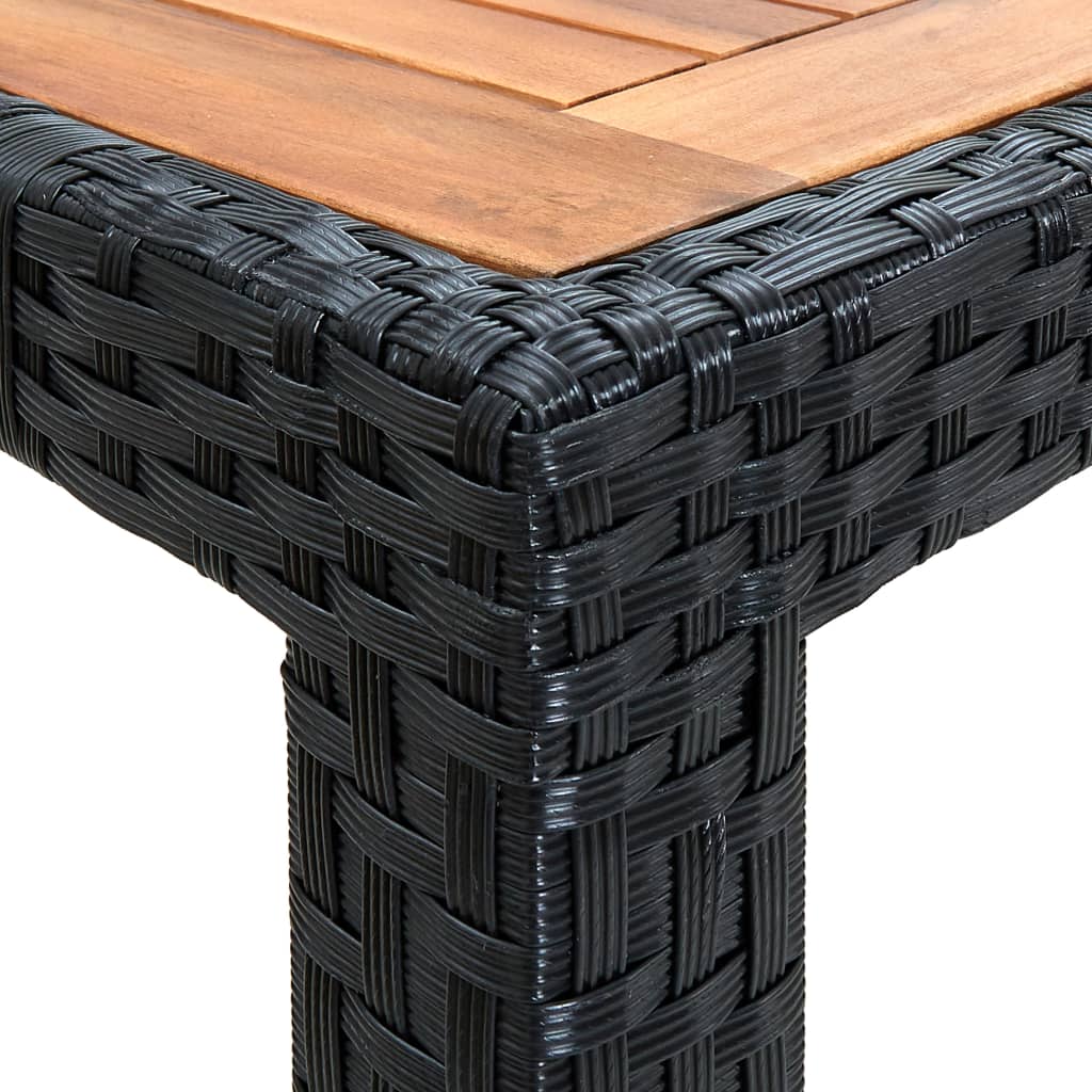 Set comedor de jardín 7 piezas ratán sintético y madera negro