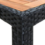Set comedor de jardín 7 piezas ratán sintético y madera negro