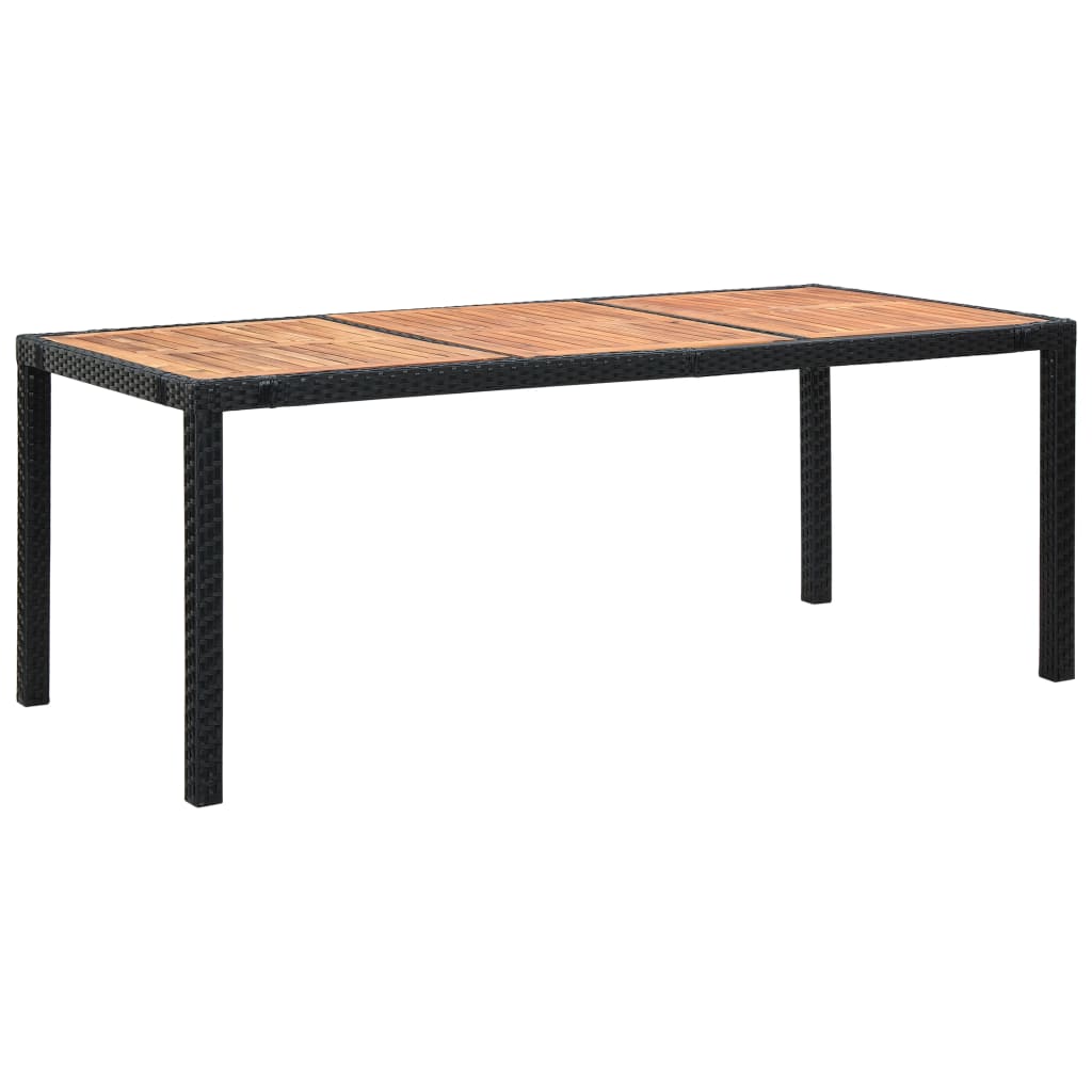 Set comedor de jardín 9 piezas y cojines ratán sintético negro