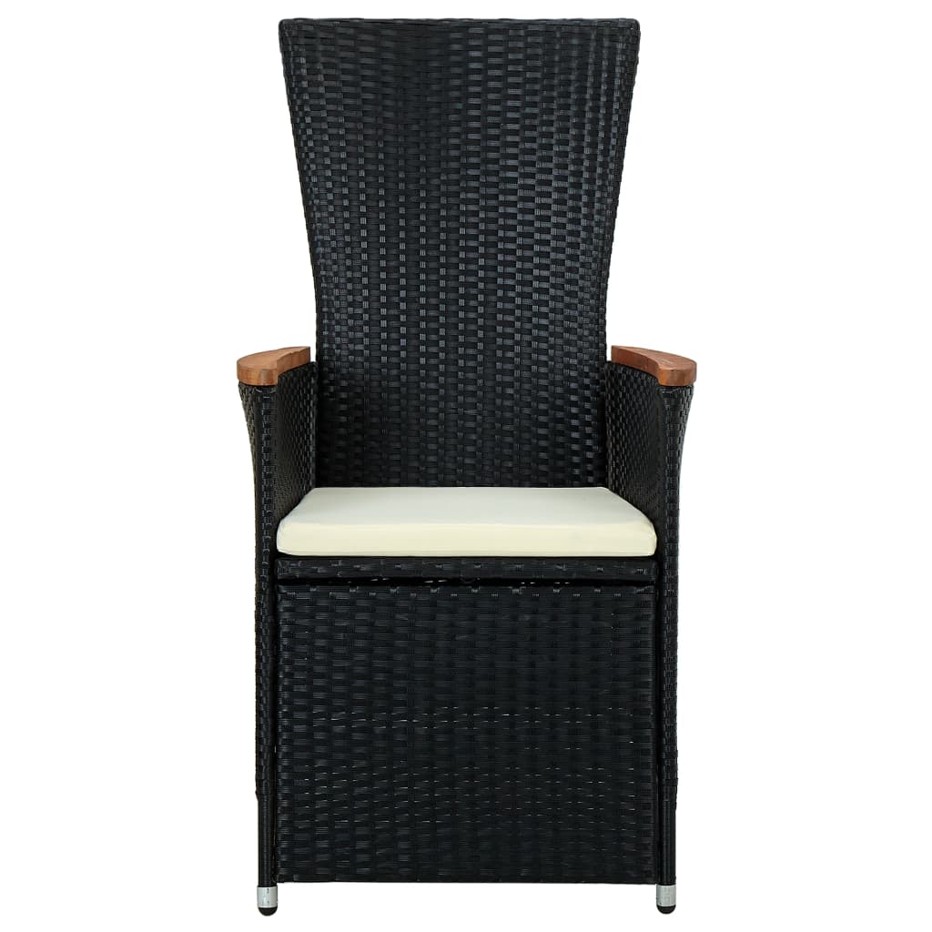 Set comedor de jardín 9 piezas y cojines ratán sintético negro