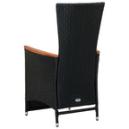 Set comedor de jardín 9 piezas y cojines ratán sintético negro