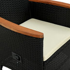 Set comedor de jardín 9 piezas y cojines ratán sintético negro