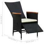Set comedor de jardín 9 piezas y cojines ratán sintético negro