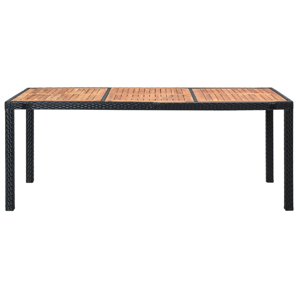 Set comedor de jardín 9 piezas y cojines ratán sintético negro