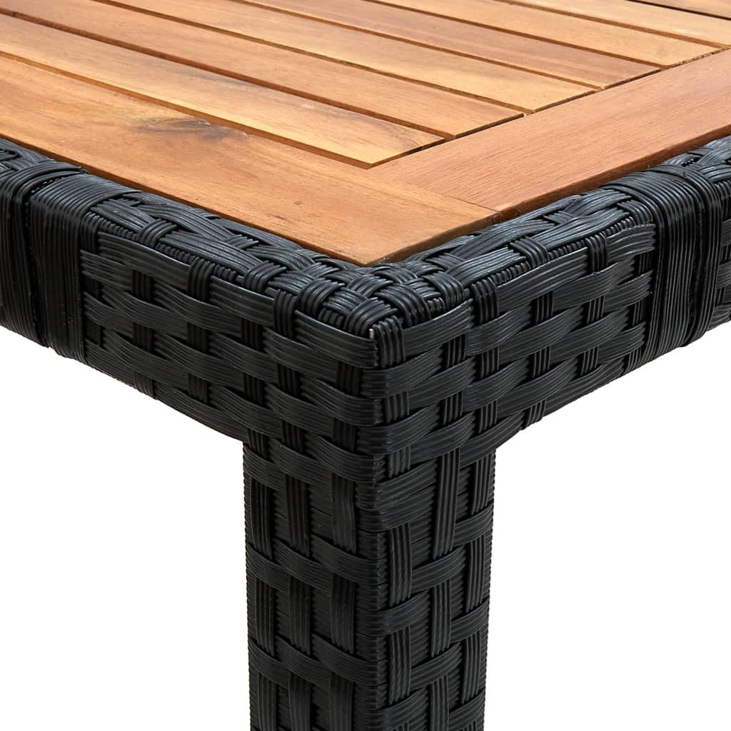 Set comedor de jardín 9 piezas y cojines ratán sintético negro