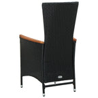 Set comedor de jardín 9 piezas y cojines ratán sintético negro