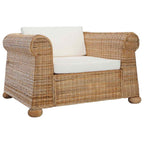 Conjunto de sofás 2 piezas con cojines ratán natural