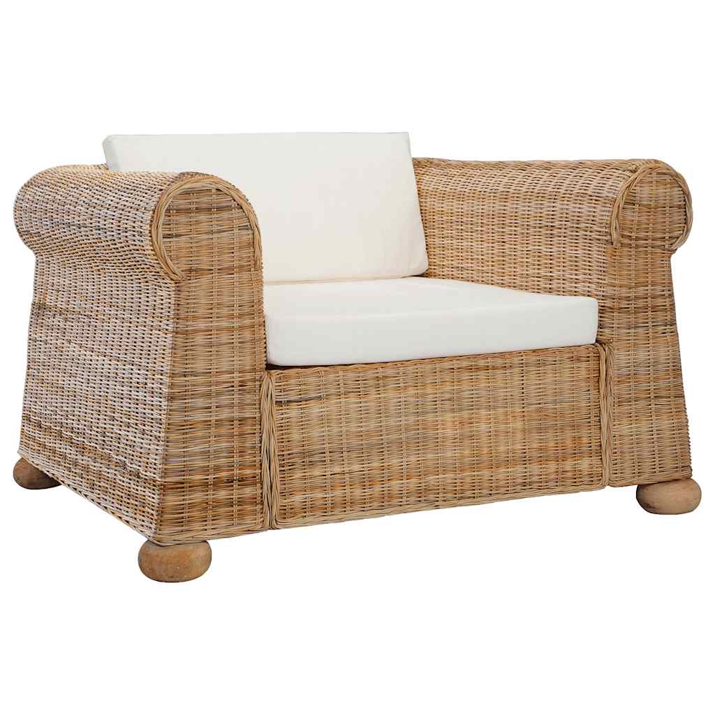 Conjunto de sofás 2 piezas con cojines ratán natural