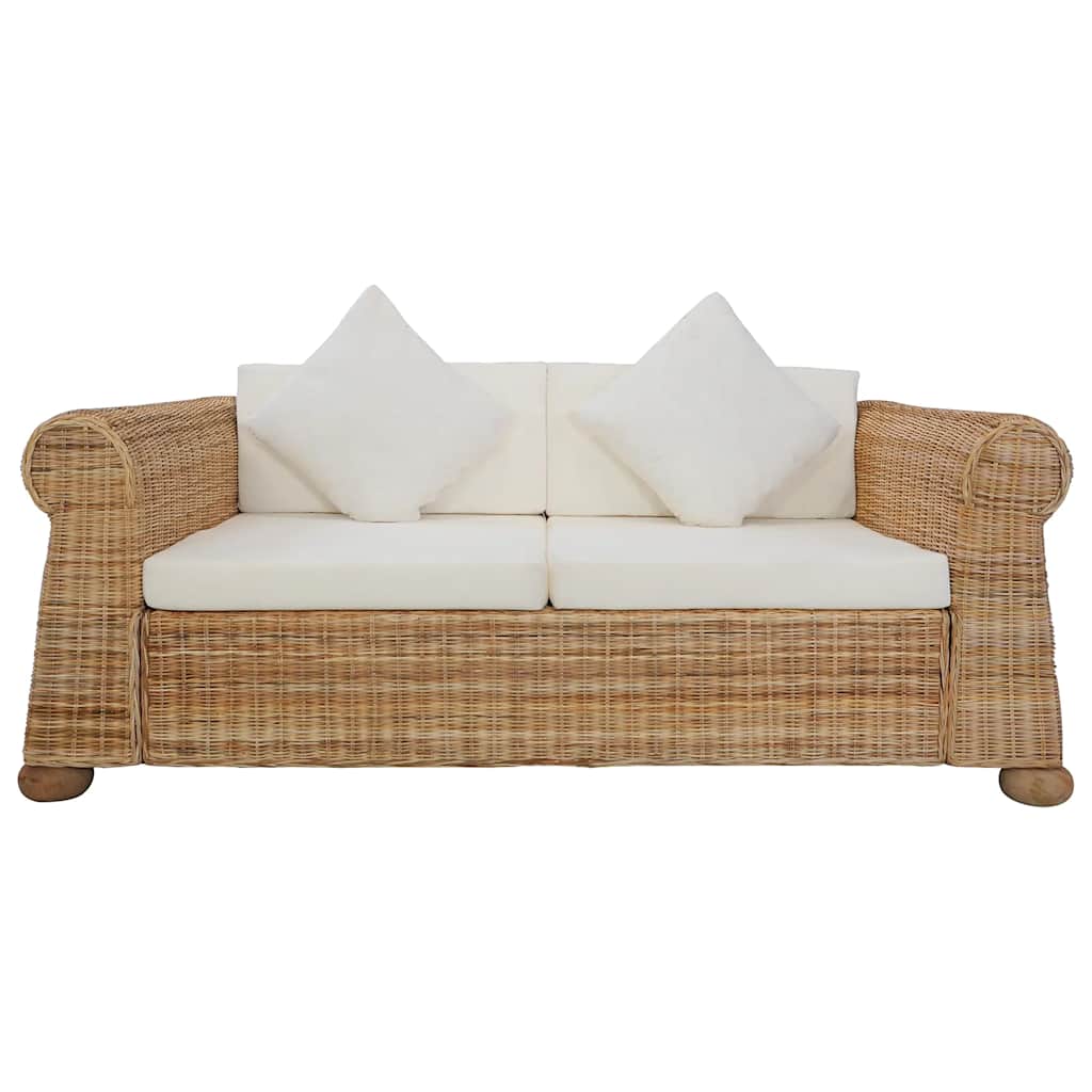 Conjunto de sofás 2 piezas con cojines ratán natural